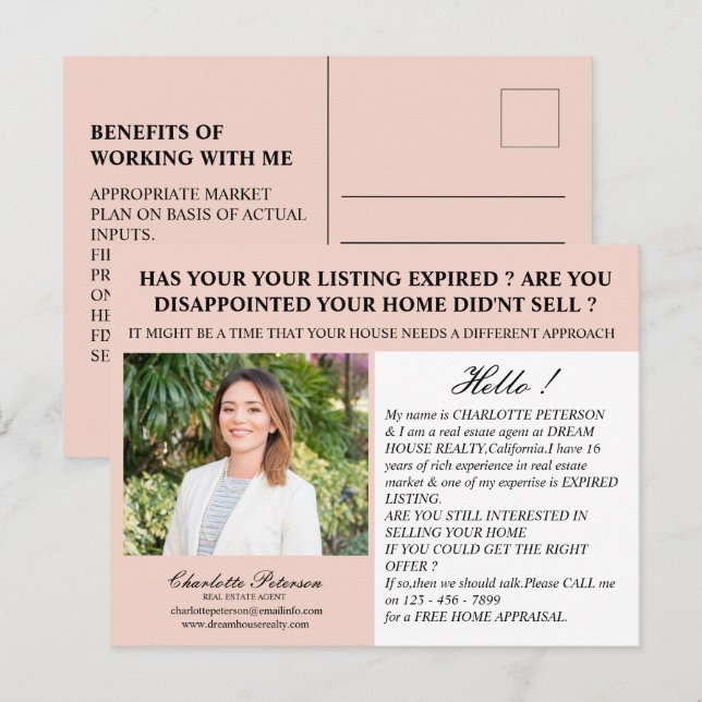 Postal Listado de Lead Generando Bienes Raíces Vencidos (Anverso / Reverso)