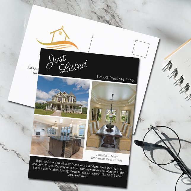 Postal Listado de Real Estate Photo Modern Black Listado (Subido por el creador)