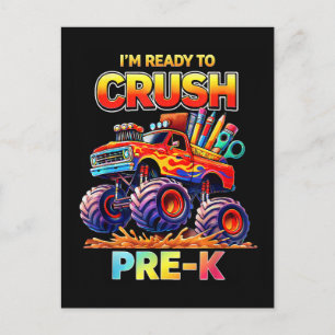 Postal Listo para Aplastar Camión Monstruo Pre-K Regreso