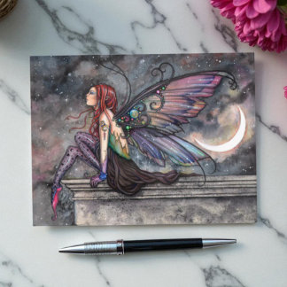 Postal Listo para el vuelo Arte de hada celestial mística
