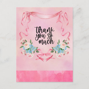 Postal Listón Rosa Conciencia del Cáncer de Mama con Flor