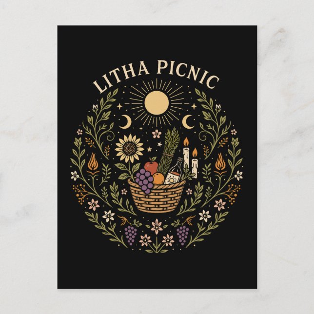 Postal Litha Picnic Summer Solstice Celestial Art (Anverso)