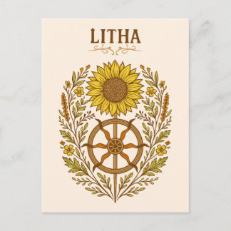 Postal Litha Sunflower Wheel Summer Solstice Celestial