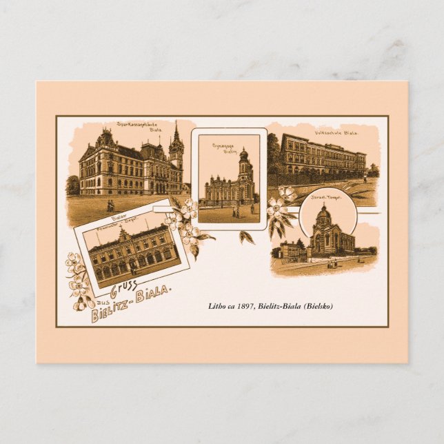 Postal Litho Gruss aus Bielitz-Biala (Anverso)