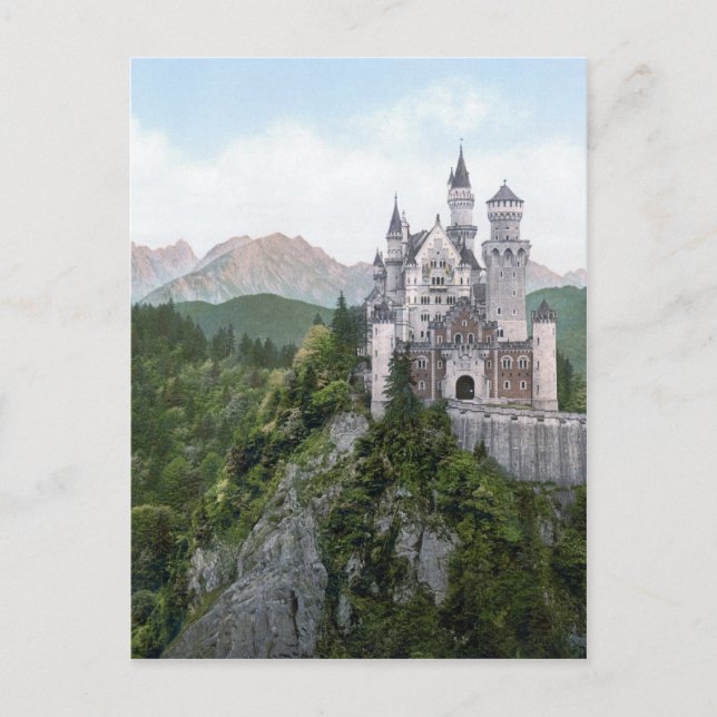 Postal Litografía del Castillo de Neuschwanstein (Anverso)