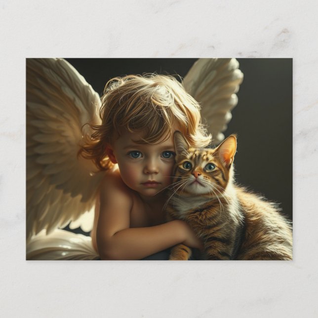 Postal little angel with his cat (Anverso)