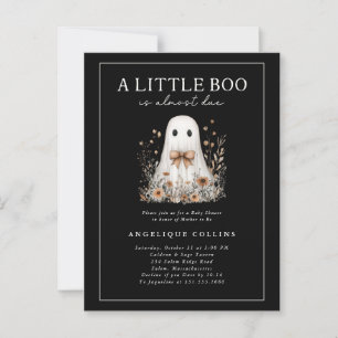Postal Little Boo Cute Ghost Bow Wildflowers Baby Shower