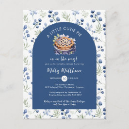 Postal Little Cutie Pie Blue Floral Baby Shower