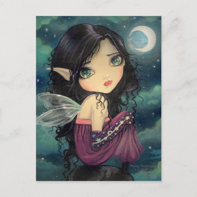 Postal Little Moon Gothic Big Eye Fairy Art (Anverso)