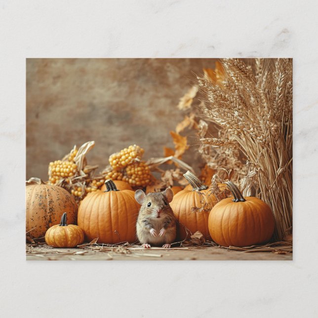 Postal Little Mouse Vintage Style Autumn (Anverso)