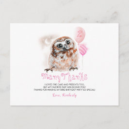 Postal Little Owl Birthday Gracias