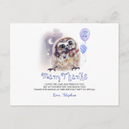 Postal Little Owl Birthday Gracias
