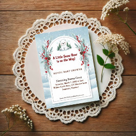 Postal Little Polar Bear Winter Baby Shower Invitation