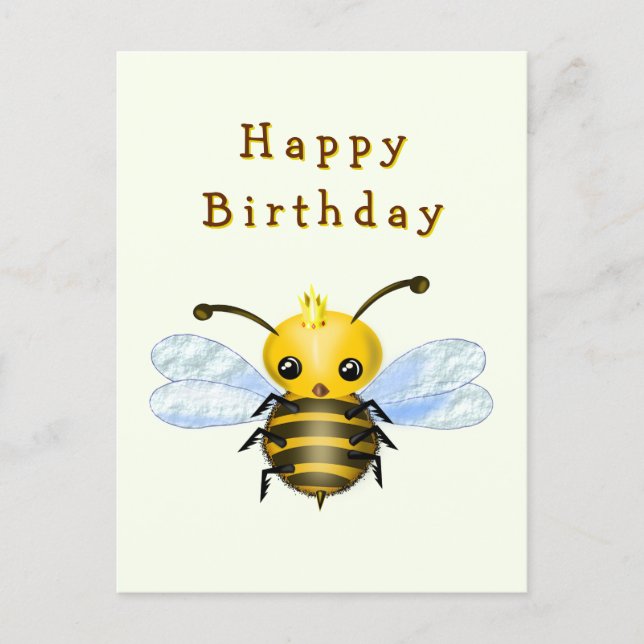 Postal Little Queen Bee Birthday Card (Anverso)