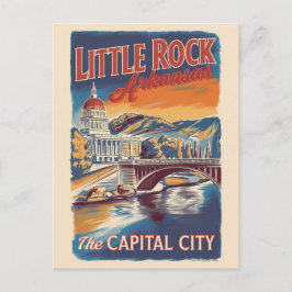 Postal Little Rock Arkansas Painterly Travel Art Vintage