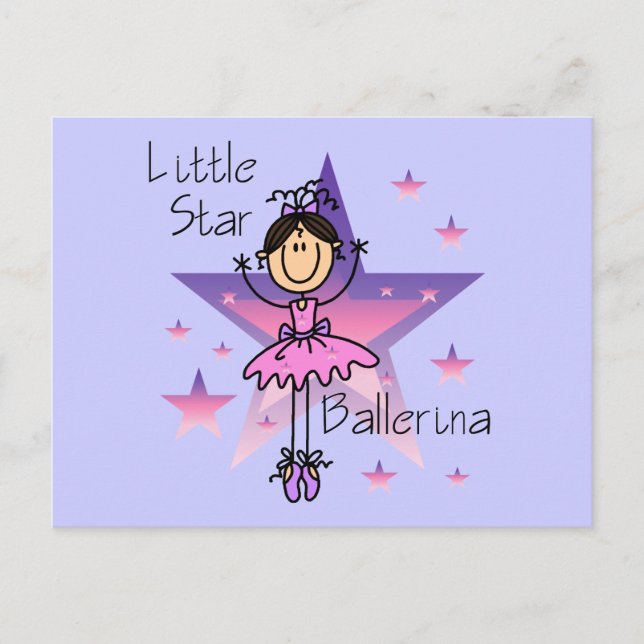 Postal Little Star Ballerina - Cabello Marrón (Anverso)