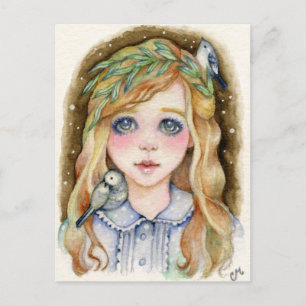 Postal Little Willow - Whimsical Chica Art Postcard