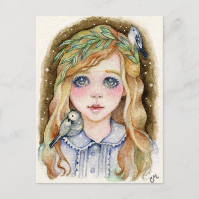 Postal Little Willow - Whimsical Chica Art Postcard (Anverso)