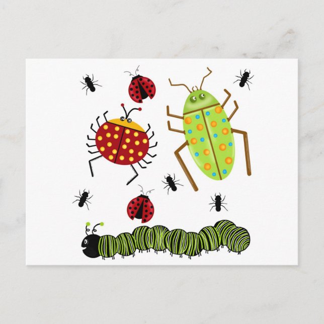 Postal Littlebeane Bugs Inspira Ladybug Ant Caterpillar (Anverso)