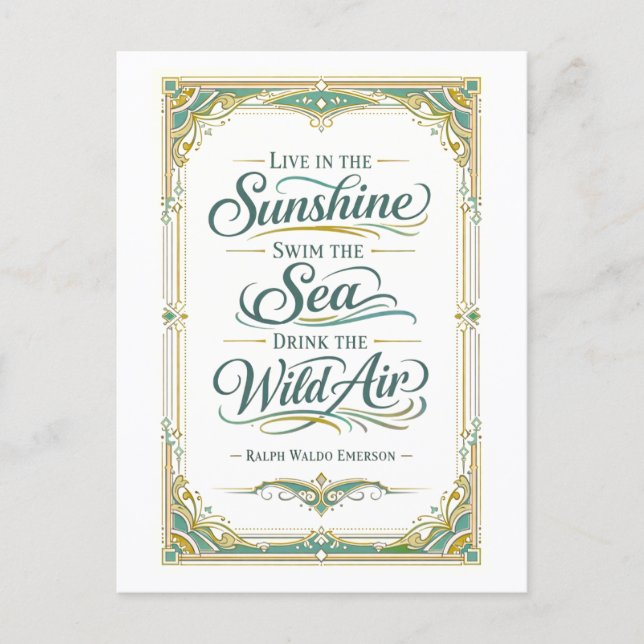 Postal "Live in the Sunshine" Emerson Quotation (Anverso)
