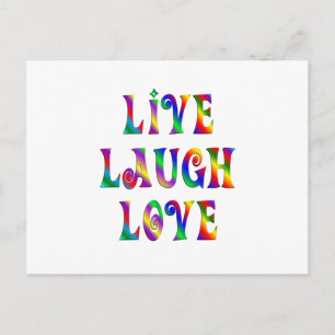 Postal Live Laugh Love Colorful Words