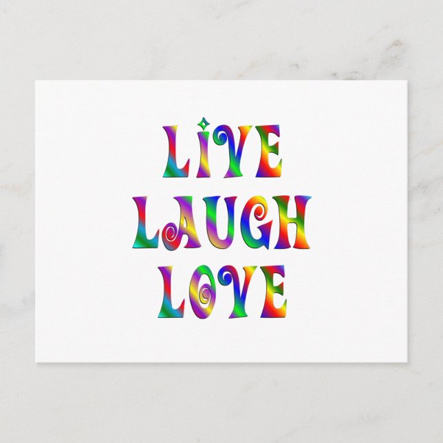 Postal Live Laugh Love Colorful Words (Anverso)