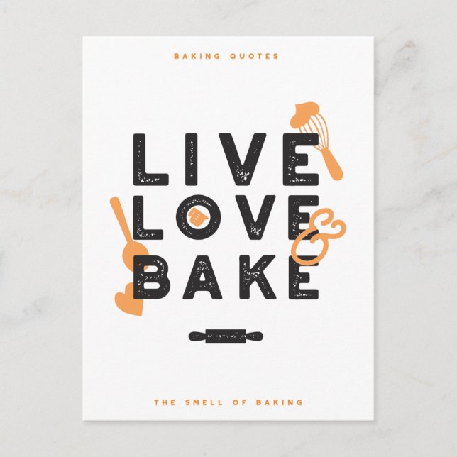 Postal Live Love Bake Cute Baker Life Citas I (Anverso)
