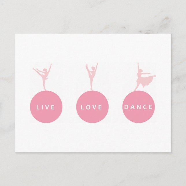 Postal Live Love Dance Ballerinas - Rosa - (Anverso)