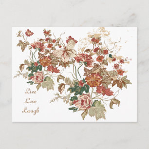 Postal LIve Love Laugh Floral Butterfly Postcard Art