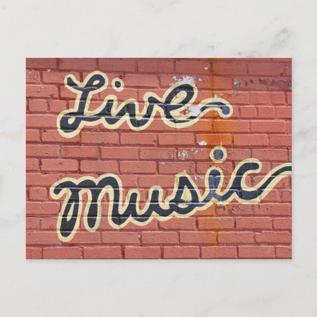 Postal Live music written on a wall (Anverso)