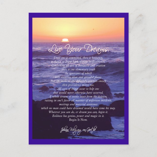Postal Live Your Dreams Postcard (Anverso)
