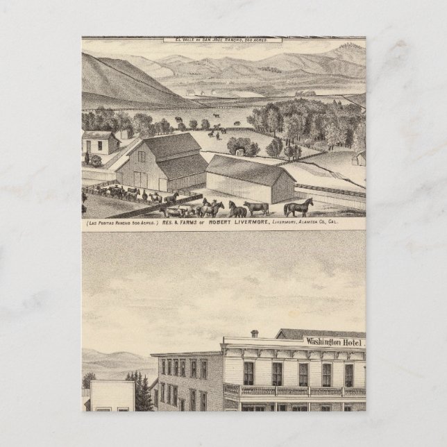 Postal Livermore, residencias de Bardellini, granjas, hot (Anverso)