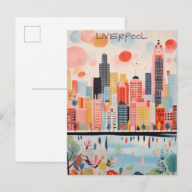 Postal Liverpool England Travel City Painting Aesthetic (Anverso / Reverso)