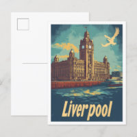 Liverpool Inglaterra Art Vintage Travel Ilustracio