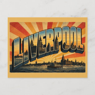 Postal Liverpool Inglaterra Frente al río Mersey Vintage 