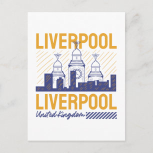 Postal Liverpool Reino Unido Tipografía Retró de Silueta 