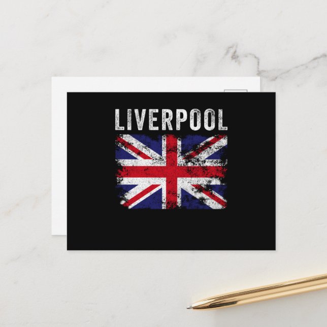 Postal Liverpool UK Flag England Souvenir (Anverso/Reverso In Situ)
