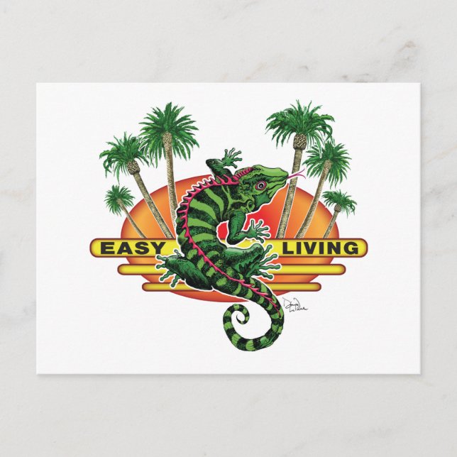 Postal Lizard fácil de vivir en la playa (Anverso)