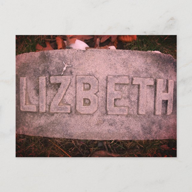 Postal Lizzie Borden Grave Marker - río otoño, MAMÁES (Anverso)