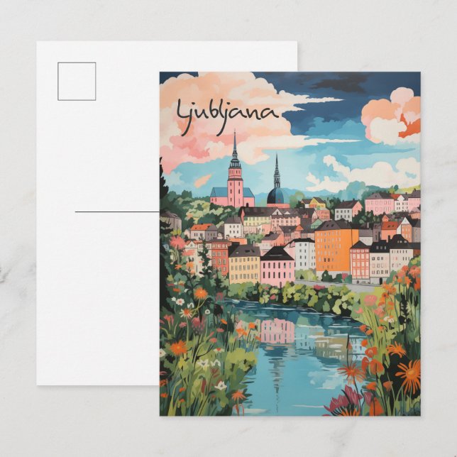 Postal Ljubljana Slovenia Travel City Painting Aesthetic (Anverso / Reverso)
