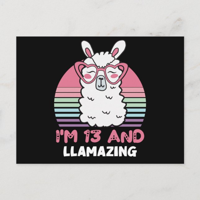 Postal Llama a 13 cumpleaños de un cumpleaños de 13 años (Anverso)