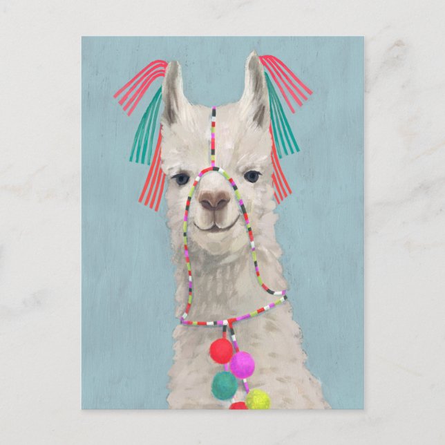 Postal Llama adorada - Blanco (Anverso)