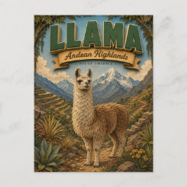 Postal Llama Alpaca Tierras Altas de los Andes POPCUT