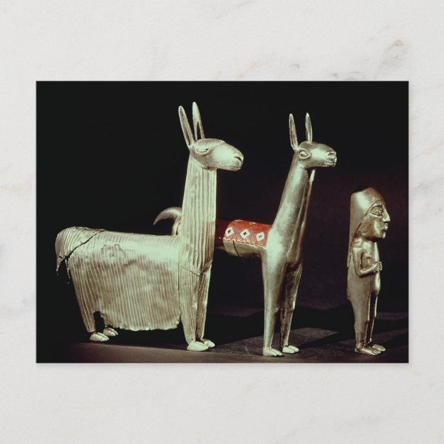 Postal Llama, alpaca y mujer (Anverso)