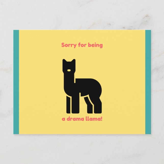 Postal Llama Amarillo Divertido Ilustrado (Anverso)