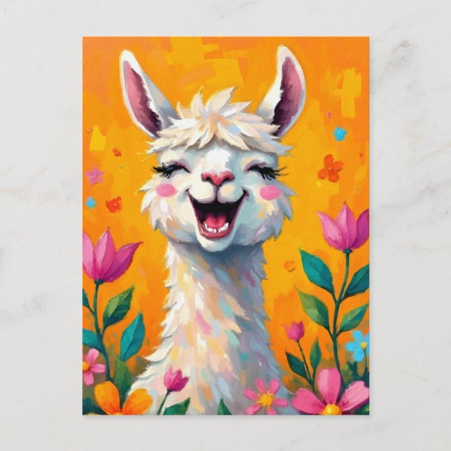 Postal Llama amor en flor (Anverso)