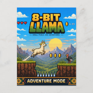 Postal Llama, Arte de Pixel Retro de 8 Bits