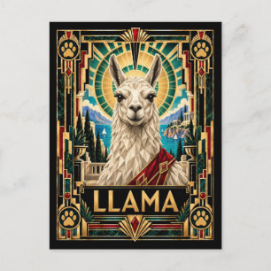 Postal Llama, Arte Deco Vida Silvestre