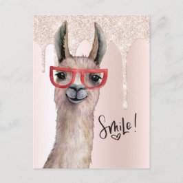 Postal Llama Bonita Rosa Brillante Pensando En Ti