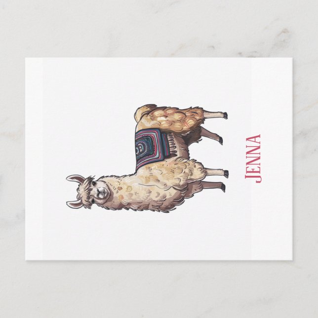 Postal Llama caprichosa personalizada (Anverso)